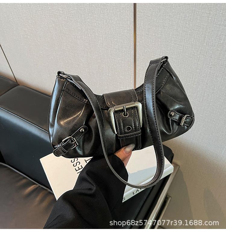 Korean Version 2025 New One-shoulder Tote Bag American Retro Commuting Temperament Old Style Bag Underarm Locomotive Bag Women