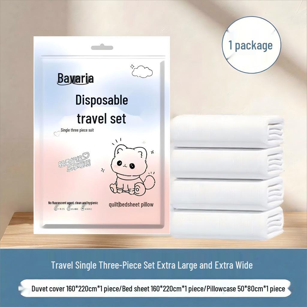 Одноразовый гостиничный комплект постельного белья из четырех предметов: Мягкая простыня, пододеяльник, наволочка, покрывало