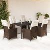 VidaXL Garden Bistro Set 7 Pcs Brown Cushions Poly Rattan, Garden Bistro Set, Balcony Set, 3276918