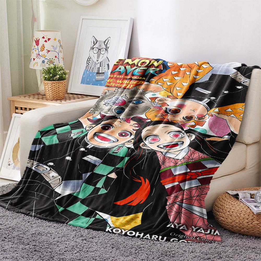 1PC Demon Slayer Patterned Flannel Blanket Suitable For All Seasons For Home Decor Warmth And Comfort Gifts Holiday Present