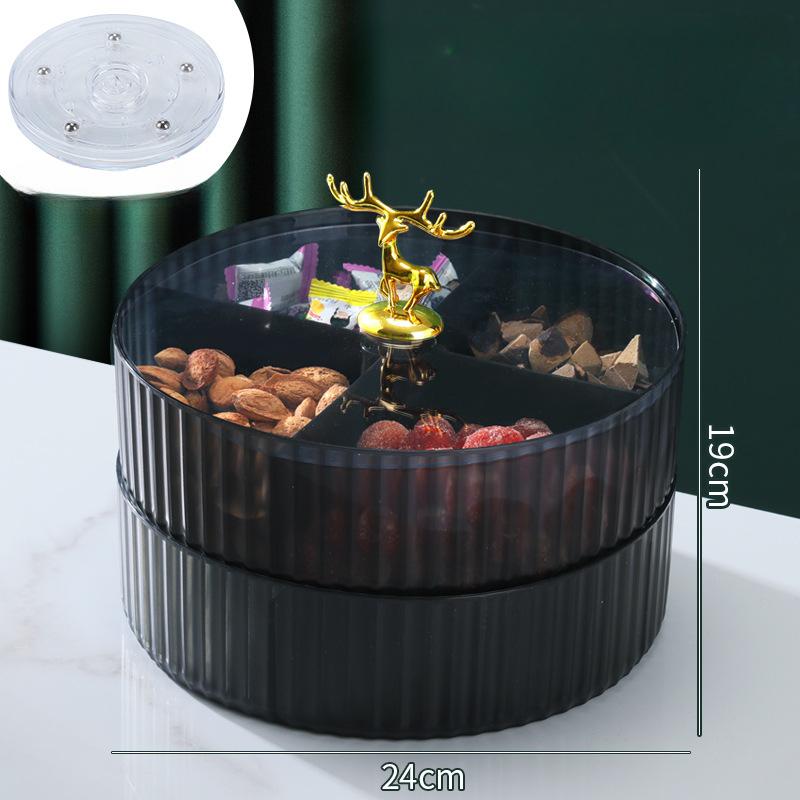 Многофункциональная тарелка для фруктов, вращающаяся, с крышкой, отделением для хранения сухофруктов, подносом для закусок, фруктовой тарелкой для конфет, Рождеством