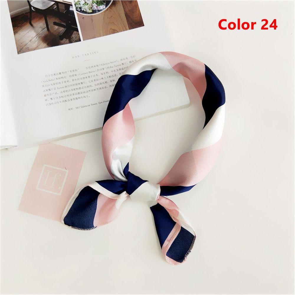 Gifts Women Small Vintage Square Scarf Silk Feel Satin Head Neck Hair Tie Band