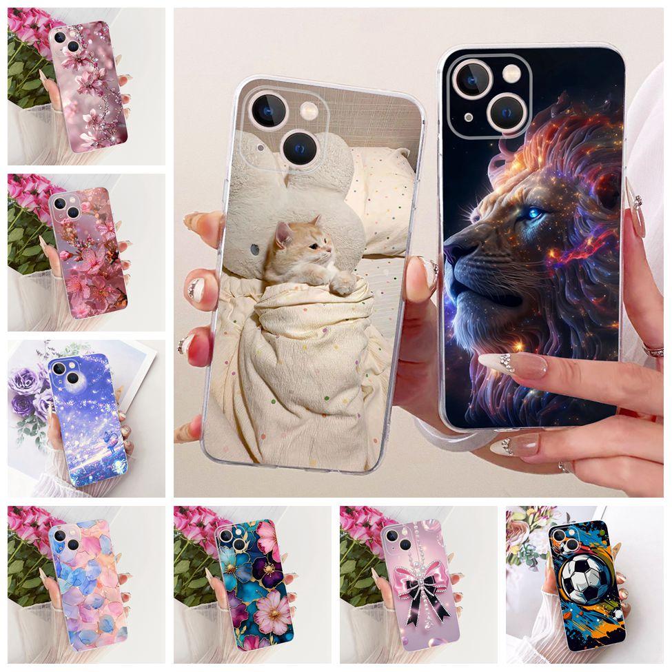 Transparent For iPhone 13 Case Cover Cute Cat Fashion Butterfly Funny Painted Casing A2633 A2482 A2631 A2634 A2635