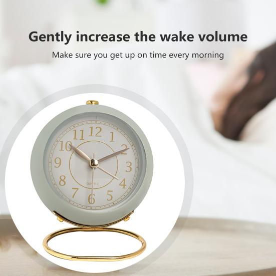 Analog Alarm Clock with LED Light Non-Ticking Battery Operated Bedroom Desktop Digital Quartz Clock Children Students Gift