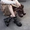 Johnature Hollow-out Short Boots Genuine Leather Thick Soled Sandals Retro Versatile Women's Shoes