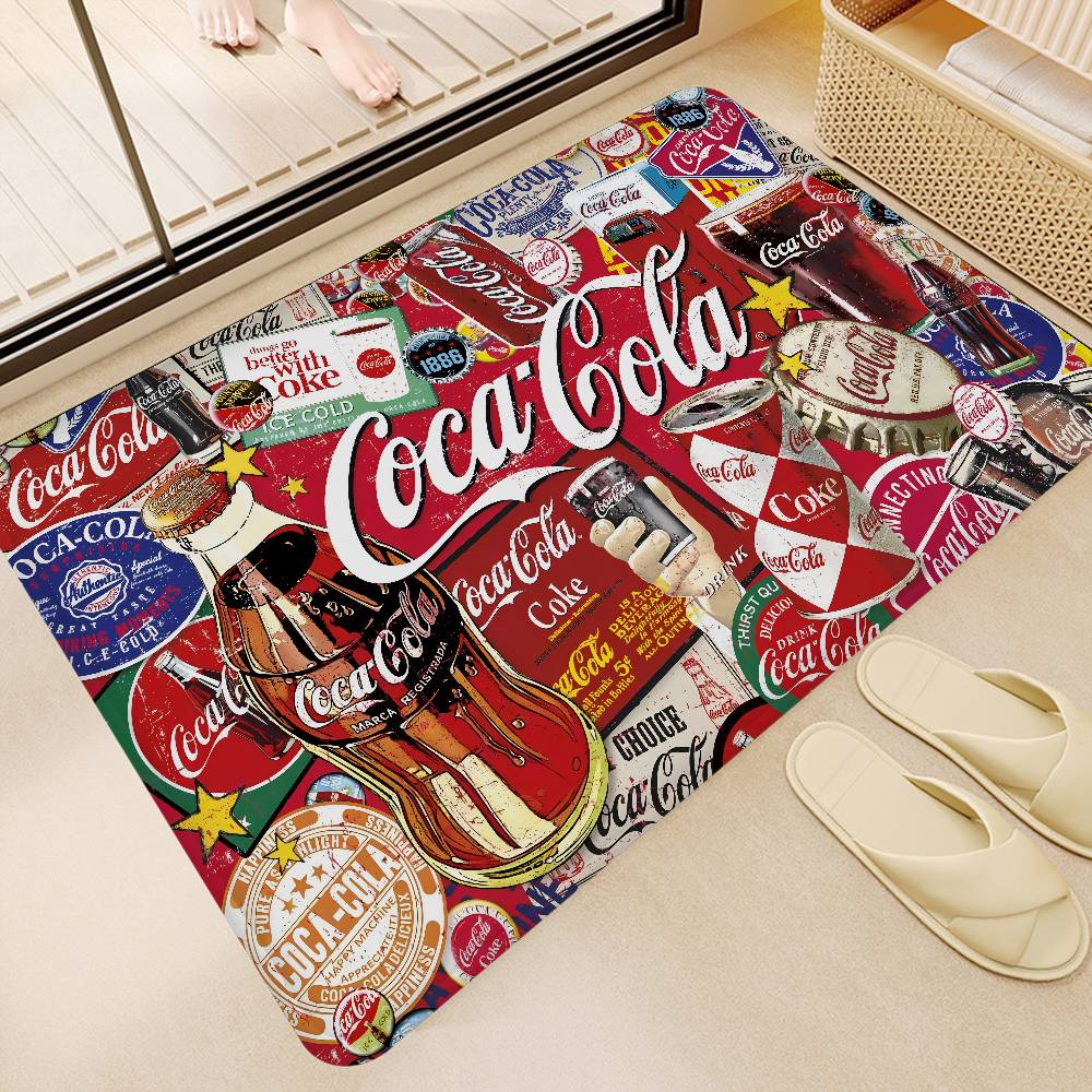 C-COCA Logo C-COLAS Hallway Carpet Retro Multiple Choice Living Room Kitchen Rug Non-Slip Welcome Rug