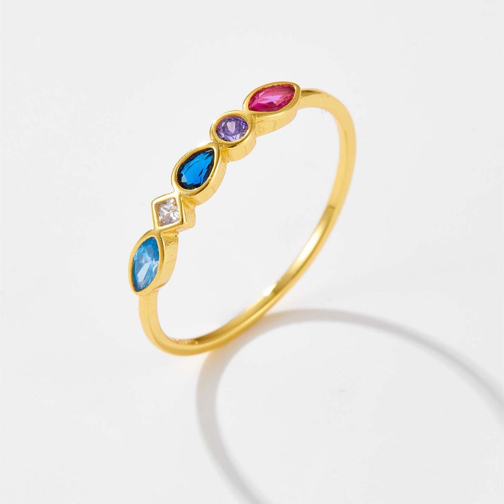 ANDYWEN Стерлингового Серебра 925 Радуга Голубая Роза Красные Кольца Женщины Рок Панк Красочные Роскошные Кольца Ювелирные Изделия