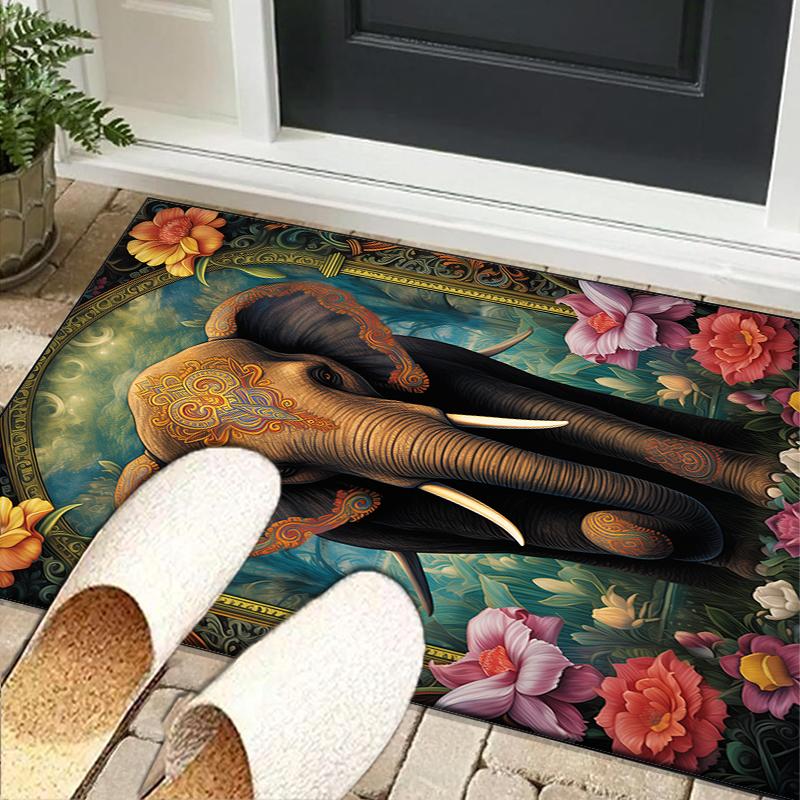 Ethereal Elephant Under The Moon Office Rug Chair Mat, Entryway Carpet, Suitable for Front Door, Bedroom, Living Room, Desk, Holiday Gift