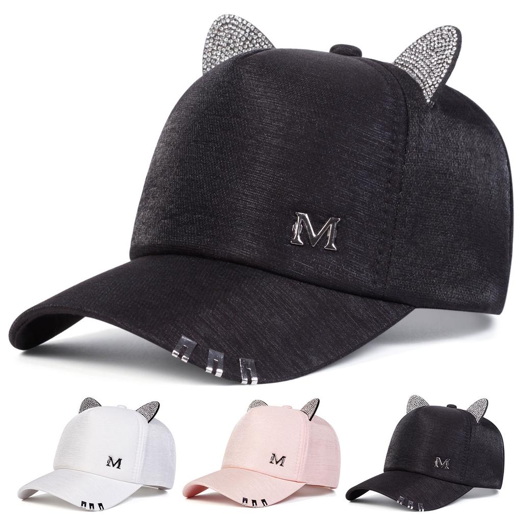 Women Cute Cat Ears Decoration Baseball Cap Outdoor Adjustable Sports Hat Men Hip Hop Caps Designer Hats