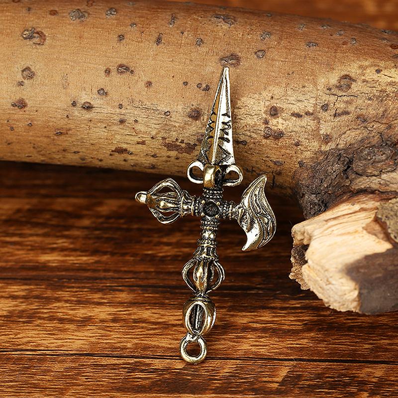 Винтажный латунный ваджра-пестик, украшение фэн-шуй, религиозная коллекция, буддийский инструмент, амулет, антикварные украшения для дома