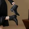Fashion NEW Autumn/Winter Women Boots Pointed Toe Chunky Heel Shoes Genuine Leather Shoes for Women Zipper Ankle Boots Soft Modern Boots