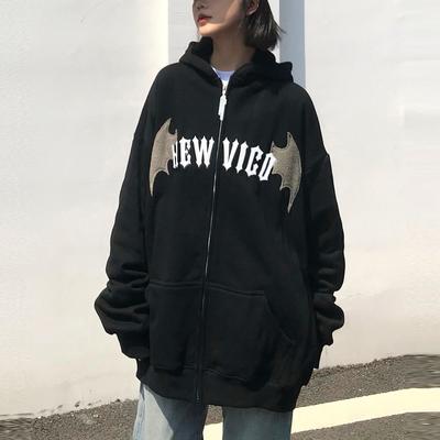 Женская мода, свободная толстовка с длинными рукавами и рогами маленького дьявола, с капюшоном, куртка