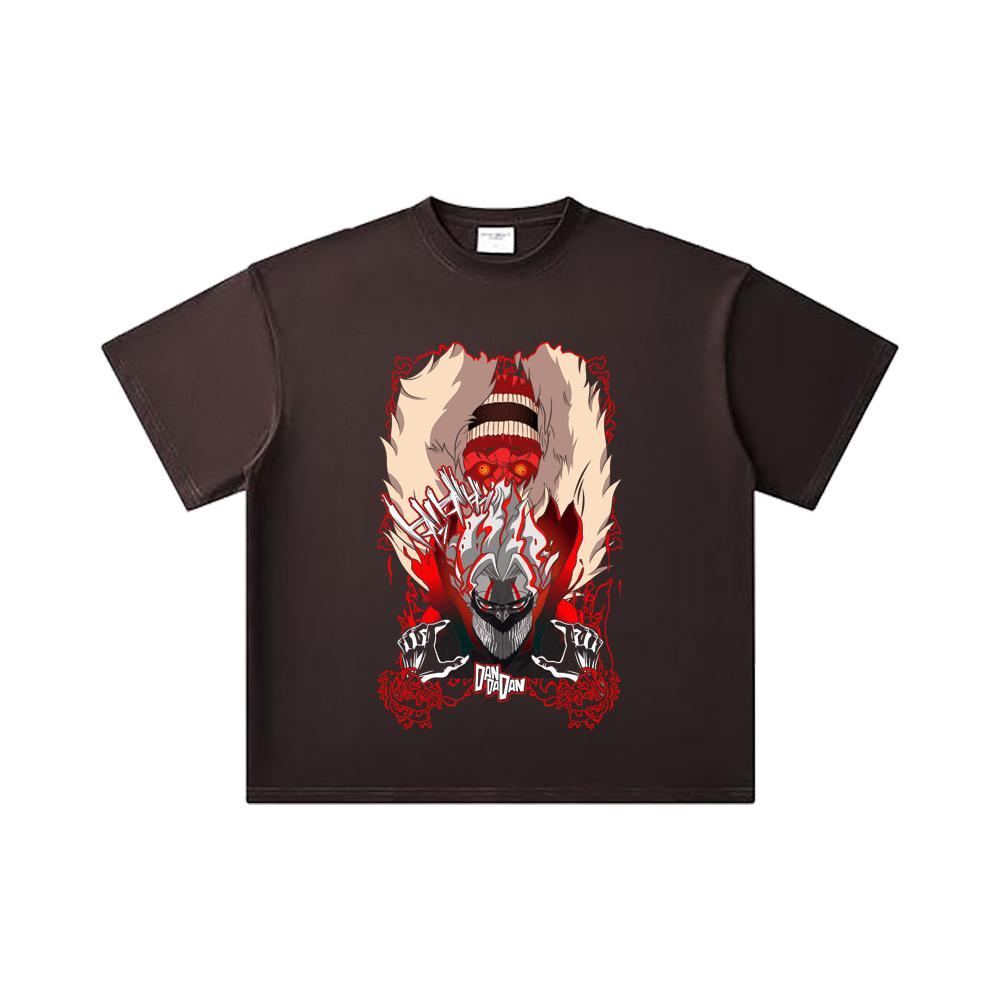 260 GSM Double Yarn 32 Count 100% Cotton Dandadan V34 Okarun Turbo Print Unisex Heavy Cotton T Shirt