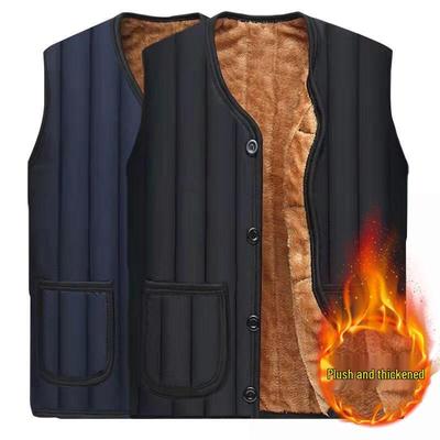 Мужской большой костюм на шерстяной подкладке с утолщенным хлопковым жилетом для мужчин среднего и пожилого возраста.