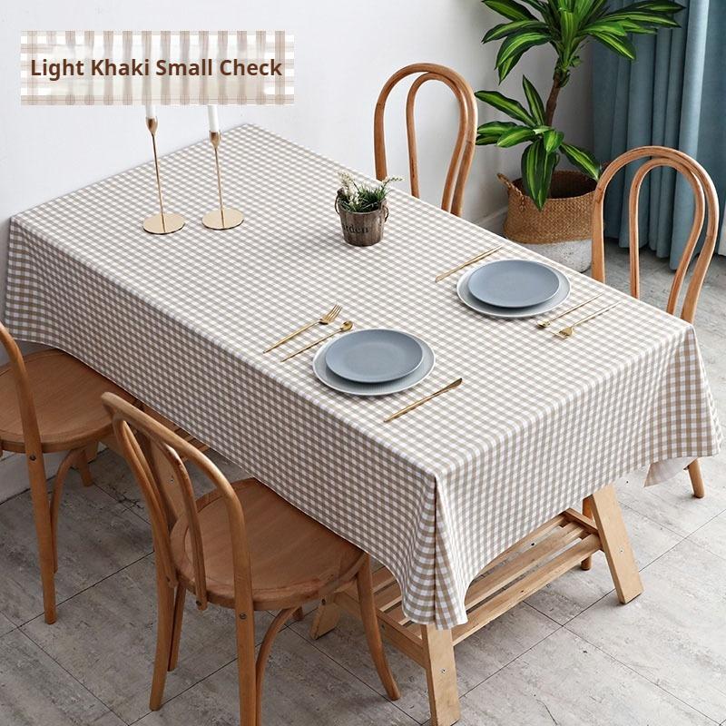 Waterproof and Oil-proof Solid Color PVC Table Cloth Anti-scalding and Washable Plaid Table Cloth Simple Rectangular Round Table Cover Cloth