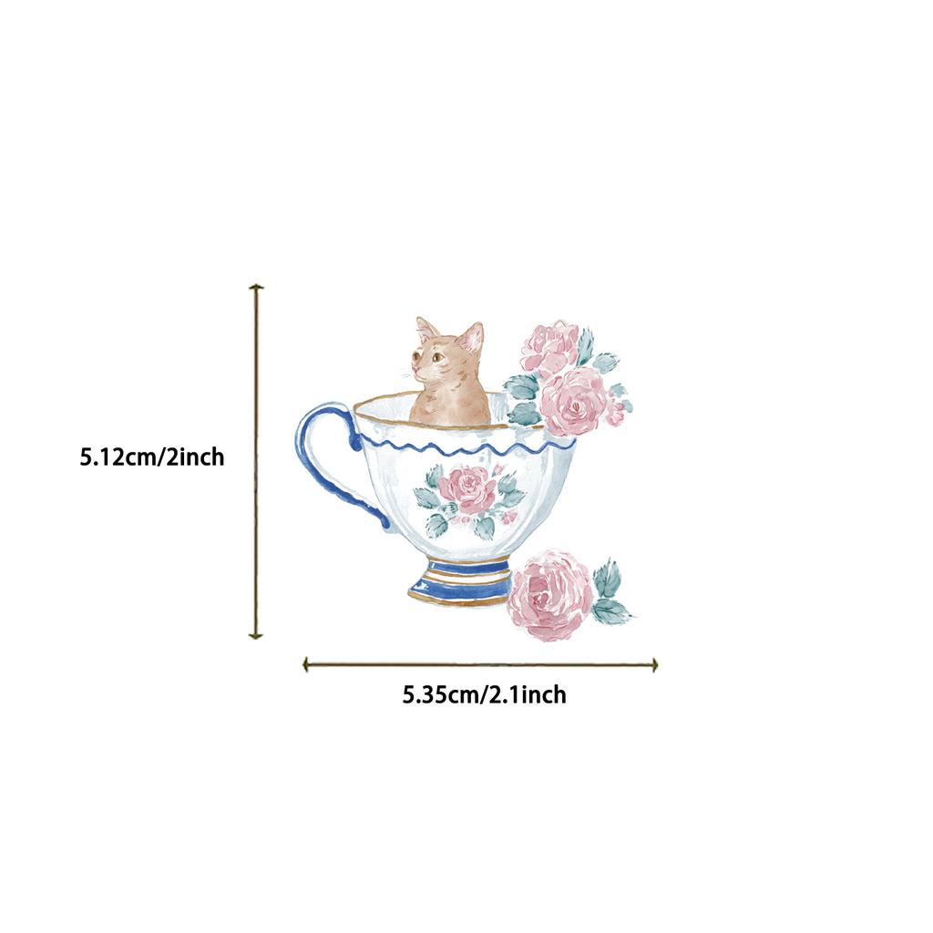 50/100PCS Cartoon Healing Cat PET Graffiti Stickers Decorative DIY Water Cup Phone Case Decorative Stickers