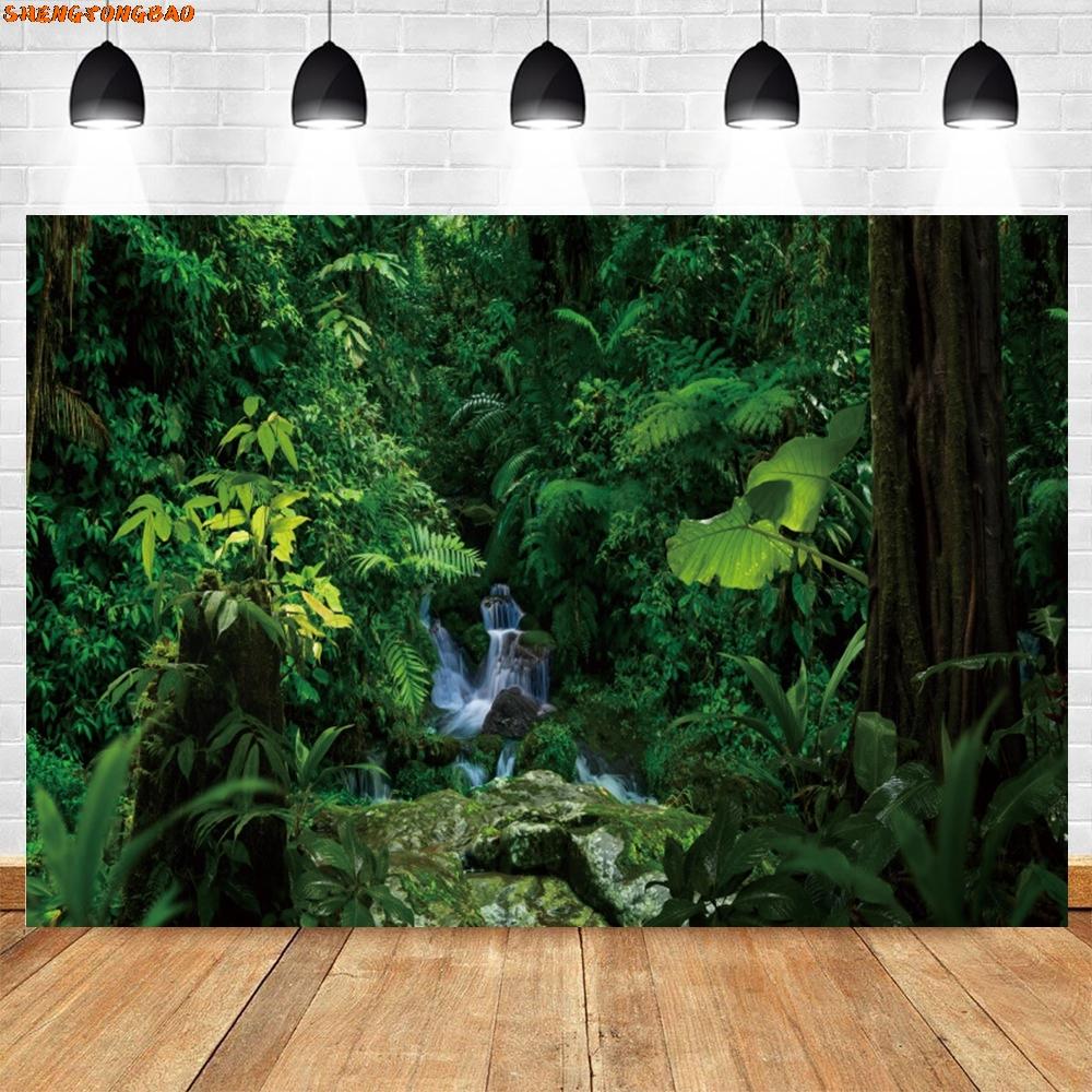 Tropical Rainforest Backdrop Green Trees Baby Shower Birthday Party Portrait Photography Background Wall Decor Photostudio Props