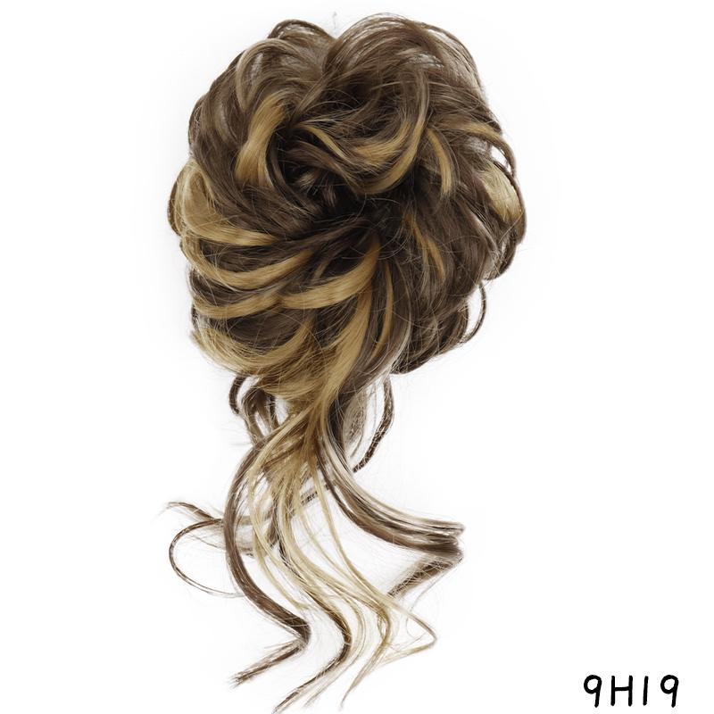 Synthetic Hair Bun Extensions Messy Curly Chignon Blonde Brown Donut Elastic Chignon for Women