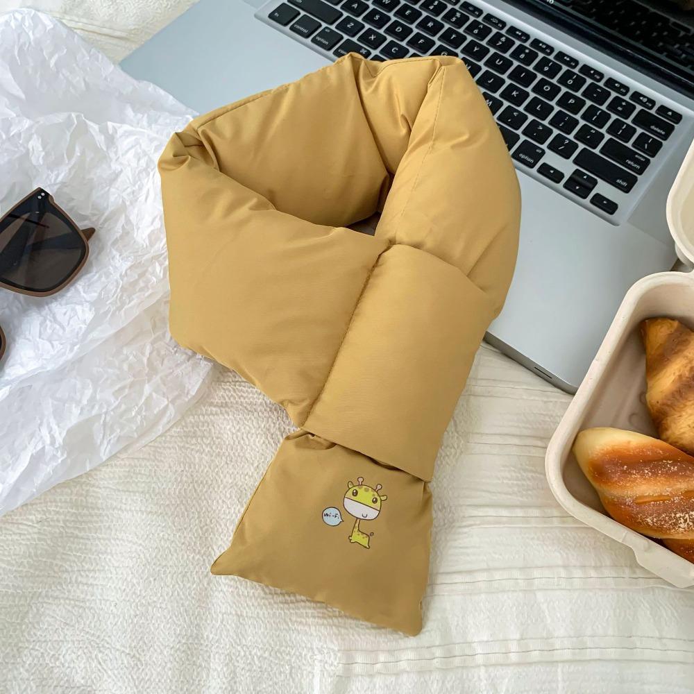 Windproof Down Cotton Scarf Solid Color Thermal Warm Scarf Fashion Winter Cross Scarf Outdoor