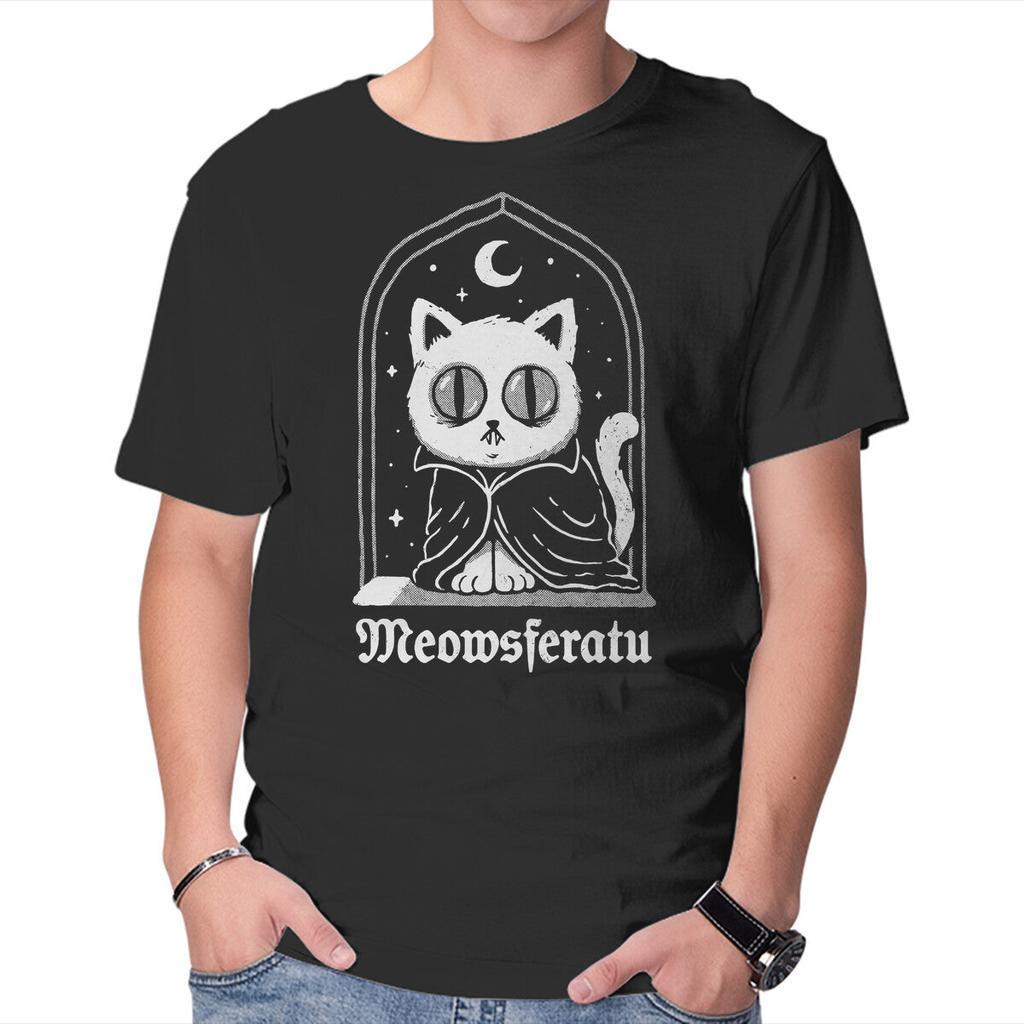 Unisex Crew Neck T-Shirt Nosferatu Cat Graphic Short Sleeve Casual Tee