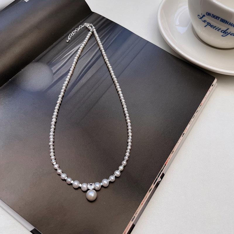 Princess model s911 sterling silver zircon pendant commuting versatile size gradual change smile natural freshwater pearl necklace