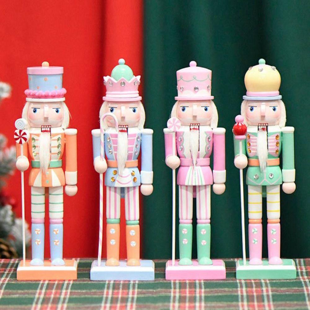 Macaron Color Nutcrackers Soldier Ornament 10 Inch Nutcracker Statues Doll Photo Props