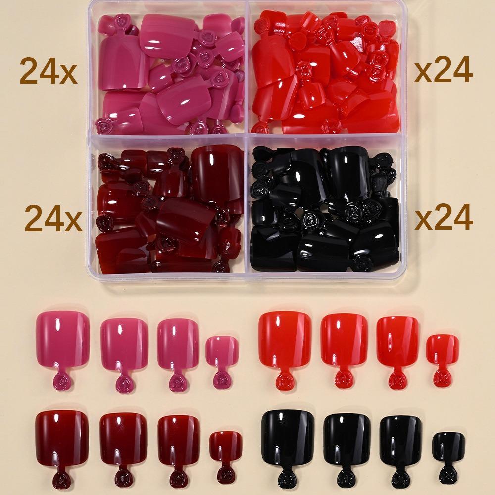 96/144/288 Pcs Artificial Fake Toenail Short Square Foot Nail Art Tips  Foot Extension