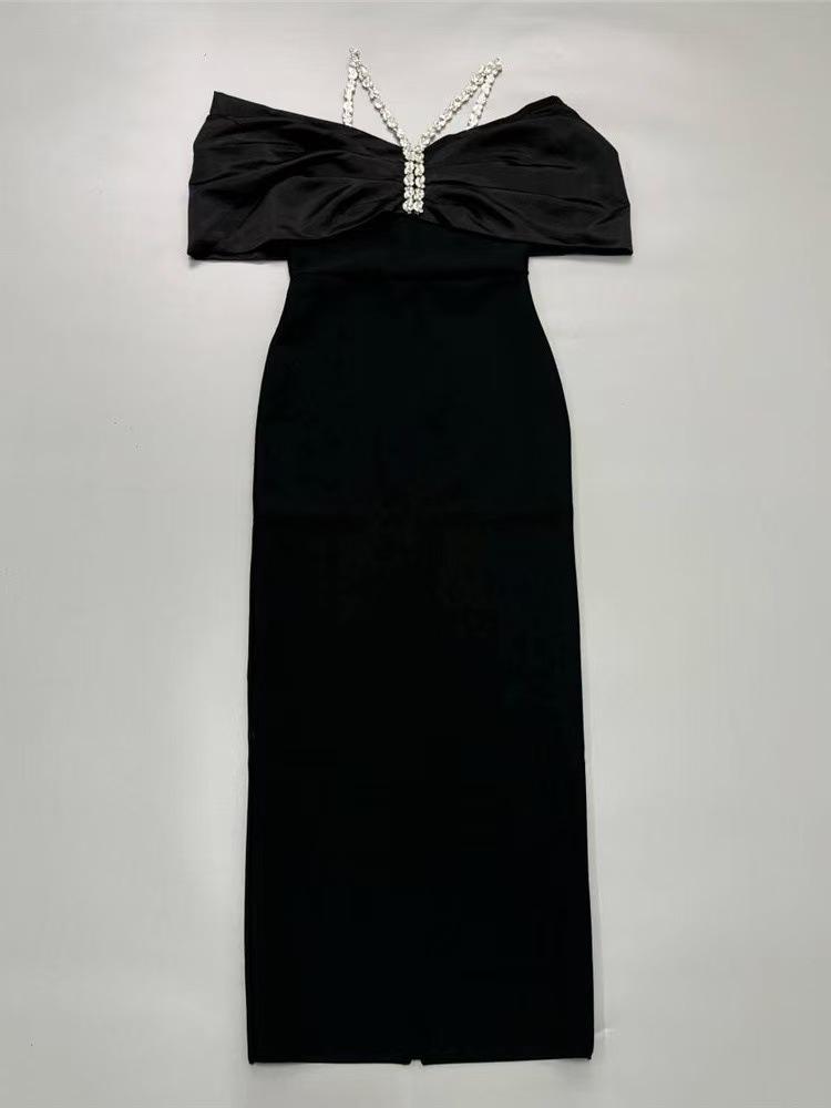 Шикарное вечернее платье-бандаж с открытыми плечами - Длинное платье, открывающее плечи, Модный и сексуальный облегающий стиль