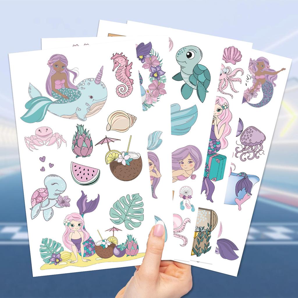 New Cartoon Children's Mermaid Series Tattoo Stickers Waterproof Party Gift Funny Face Stickers