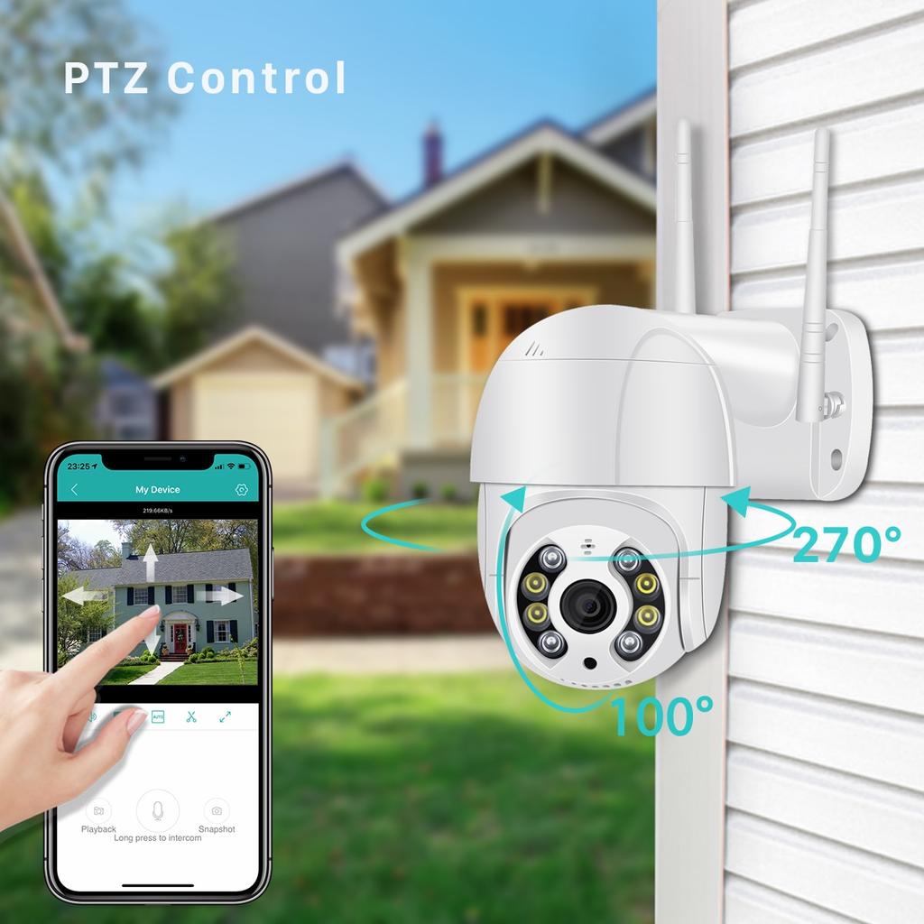 2MP PTZ IP Camera Wifi Outdoor AI Human Detection Audio 1080P Wireless Security CCTV Camera P2P RTSP 4X Digital Zoom Wifi Camera