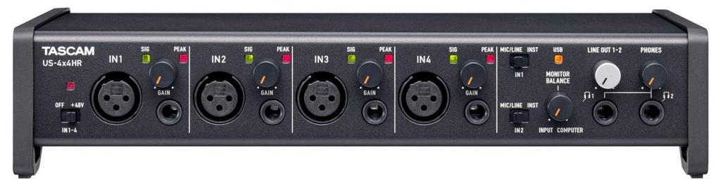 TASCAM High Resolution USB Interface Youtube Music Production Live Streaming DTM US-4X4HR 4Mic, 4IN/4OUT 24bit/192kHz Audio/MIDI