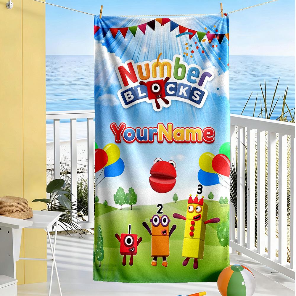 Numberblocks Customize Text Beach Towel Soft Durable Quick-Dry Suitable for Sports Travel Swimming Yoga Bathroom Beach And Pool