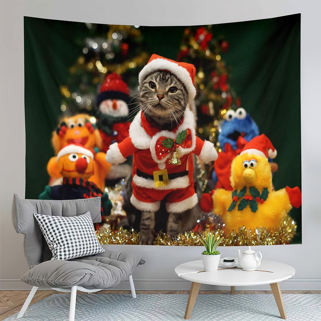 Рождественский гобелен Санта и олени доставляют подарки гобелен для дома, гостиной, спальни, общежития, настенное декоративное одеяло