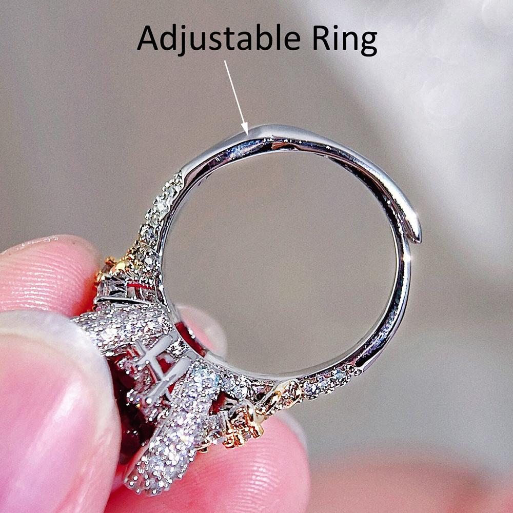 CMM Bohemia Modern Jewelry Frosted Ruby Color Open Ring Party Wedding Jewellery Gift