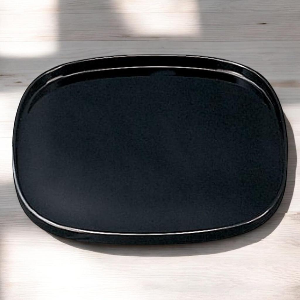 36cm Black Lacquerware Tray Made in Japan J-kitchens Non-Slip (ABS Resin)