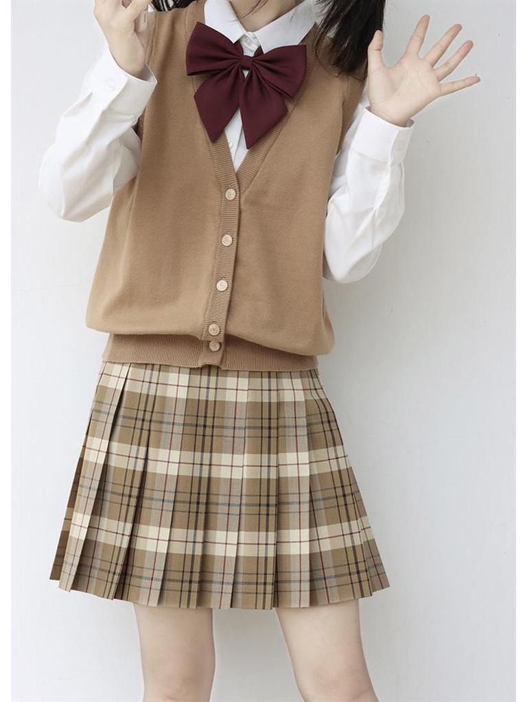 Оригинальный темно-синий кардиган-жилет JK - Вязаный свитер с V-образным вырезом в японском школьном стиле