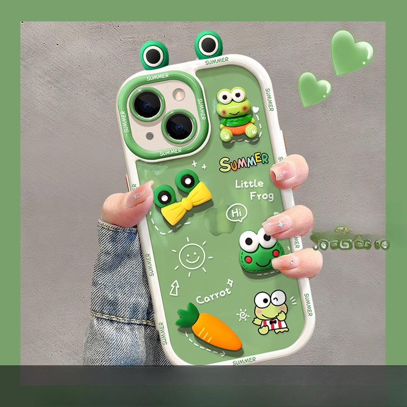 Applicable To Vivos17 Mobile Phone Case for Women X90 Cute Funny Frog Three-dimensional Doll Y52s Silicone Protective Cover