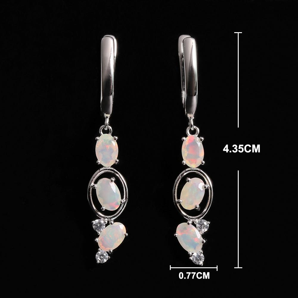 Элегантные ювелирные изделия из серебра 925 пробы с натуральным опалом, камнем, рожденным в октябре, в комплекте с серьгами для женщин и девочек, в подарок на банкет и день рождения