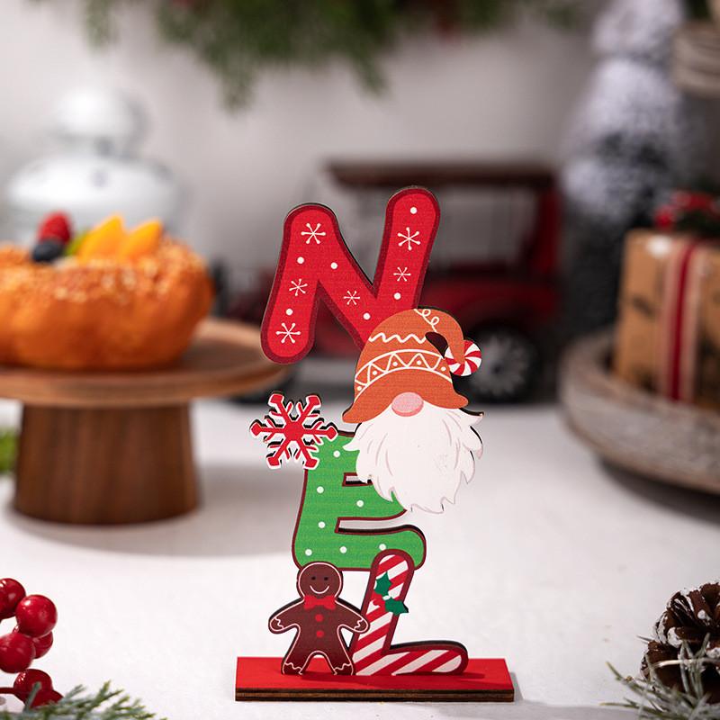 Gingerbread Man Christmas Wooden Decor With Colorful Letters For Holiday Celebration