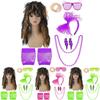 Vibrant Punk Rock Wig Set For Unisex Complete With Colorful Accessories For Nostalgic Style