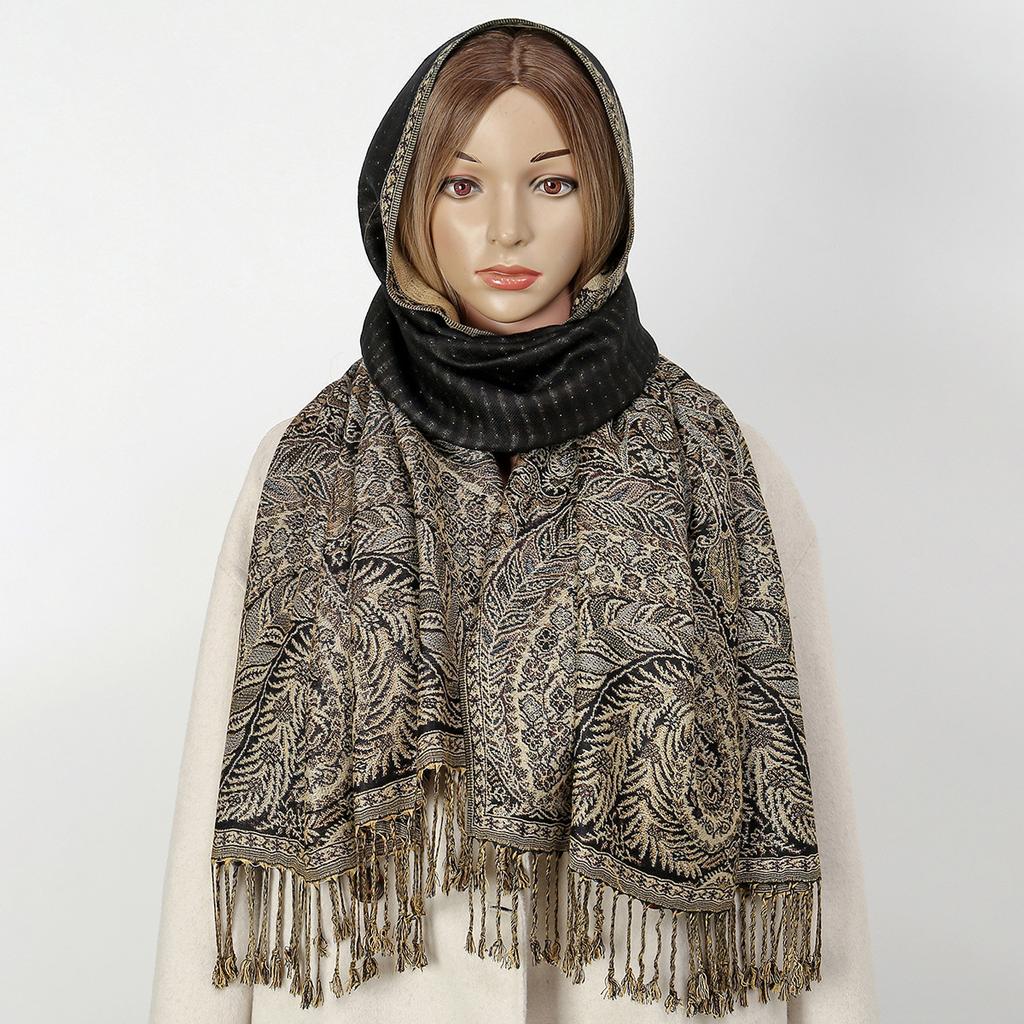 New Sunflower Polyester Tassel Long Scarf Ethnic Style Women's Embroidered Scarf Fashionable Shawl Headscarf