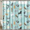 Дождь из кошек и собак Занавеска для душа Смешной мультяшный Милый животный Уморительные питомцы Играющие в воде Полиэстер Водонепроницаемые Панели для ванной