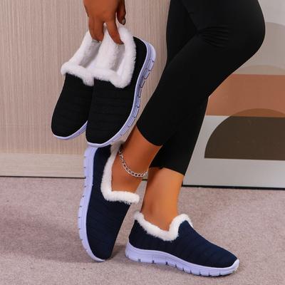 Модные сетчатые повседневные женские кроссовки для бега 2024 осень-зима Удобные и легкие слипоны Утепленные низкие кроссовки на толстой подошве