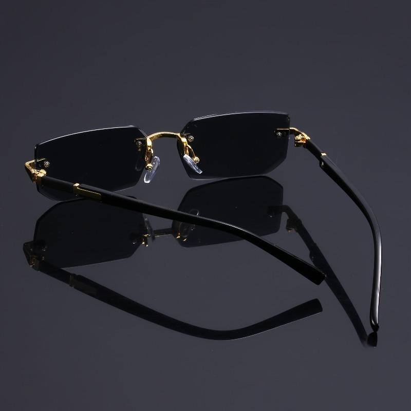 10pcs Trendy Rimless Rectangle Sunglasses Frameless Fashion Shades Punk Sunglasses Gradient Men Women UV400 Eyewear Driving
