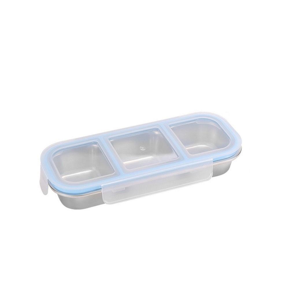 Reusable Food Storage Container Leakproof Seasoning Tray Stainless Steel Lunch Box Office
