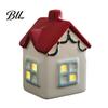Ceramic Holiday Ornaments Christmas House Figurine, Glowing Window & Chimneys Decor, Miniature Decor for Tabletop Ornament Shelf Mantel, Fairy