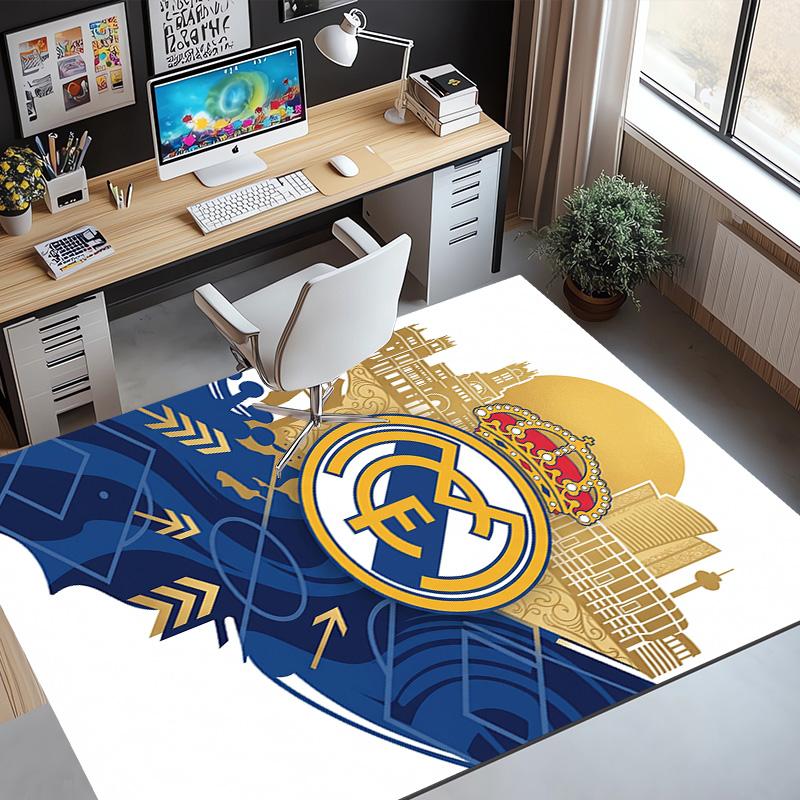 Real Madrid Football Pattern Rug, Indoor/Outdoor Mat, for Picnic, Gameroom, Bedroom, Office, Living Room, Home Decor Carpet, Birthday Gift