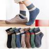 Men's Mid-calf Socks, Sweat-absorbing and Breathable Cotton Socks, Sports Socks, Double-bar Stripes, Spring and Summer Retro