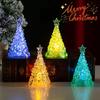 LED Glowing Christmas Tree Desktop Decorations Xmas Day Party Decor Colorful Festival Ornaments Transparent Crystal Night Light