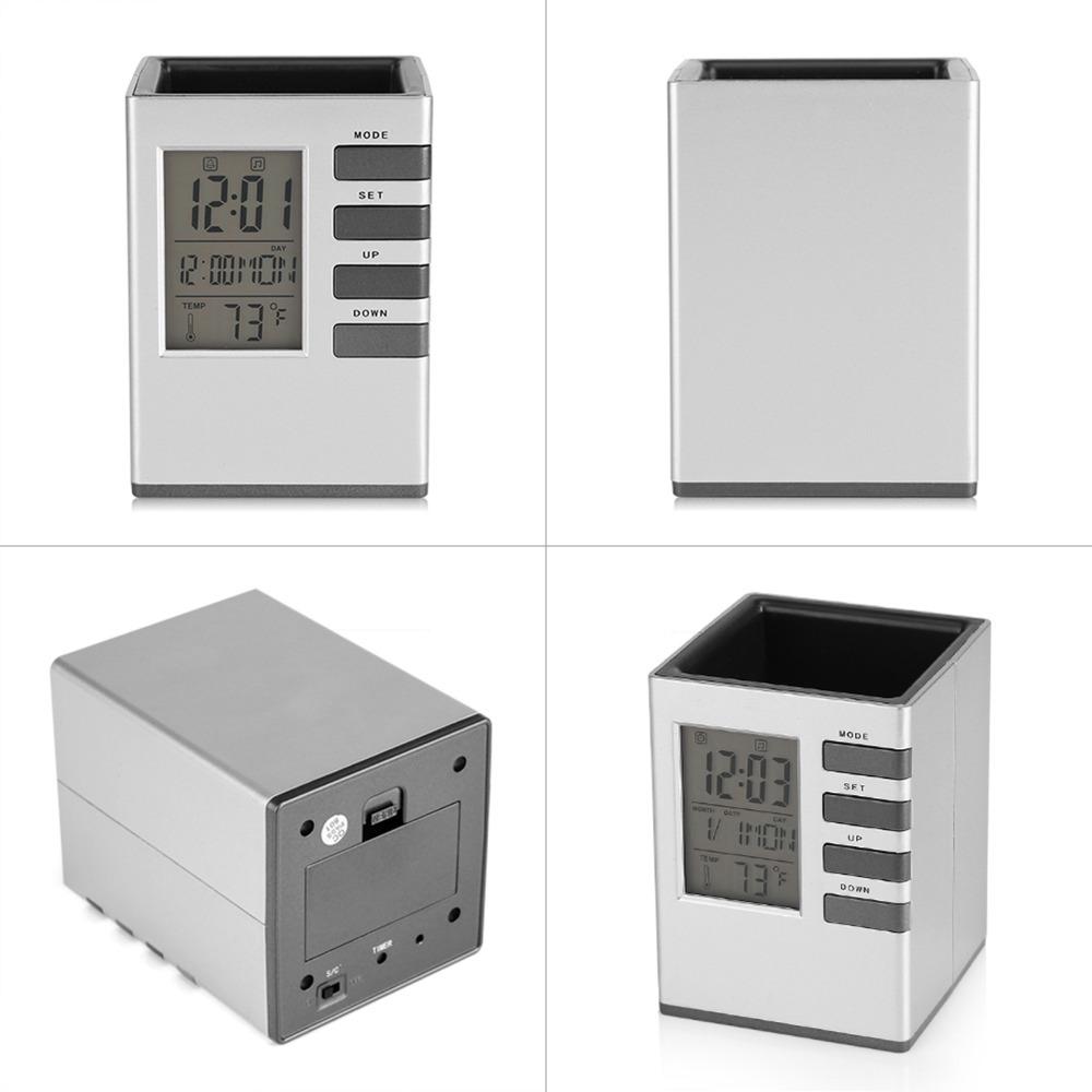 Multi-Function Digital Alarm Clock Digital Display Desktop Clock Pen Holder Alarm Clock  Desk Use